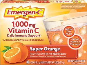 Emergen-C 1000mg Vitamin C Powder for Daily Immune Support Caffeine Free Vitamin C Supplements with Zinc and Manganese, B Vitamins and Electrolytes, Super Orange Flavor - 30 Count in Pakistan