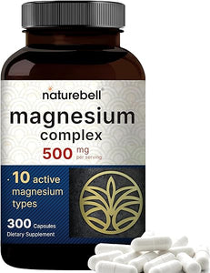 Magnesium Complex Supplement 500mg, 300 Capsules | 10 Active Forms – Glycinate, Citrate, Taurate, Plus More | 100% Chelated & Purified | Bone, Heart, & Muscle Support | Non-GMO in Pakistan