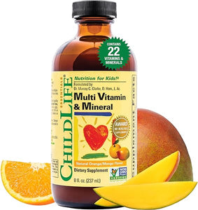 CHILDLIFE ESSENTIALS, Kids Liquid Multivitamin and Mineral Supplement - Liquid Vitamins for Kids, All-Natural, Gluten-Free, Non-GMO - Natural Orange & Mango Flavor, 8 Ounce Bottle in Pakistan