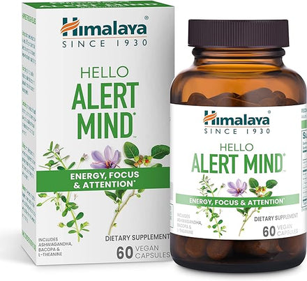 Hello Alert Mind with Ashwagandha, Bacopa, L-Theanine, Vitamin B6 & B12, for Energy, Focus & Attention, Vegan, Gluten Free, 60 Capsules in Pakistan