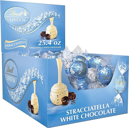 LINDOR Stracciatella White Chocolate Truffles, Chocolates with Smooth, Melting Truffle Center, Great for gift giving, 25.4 oz., 60 Count in Pakistan