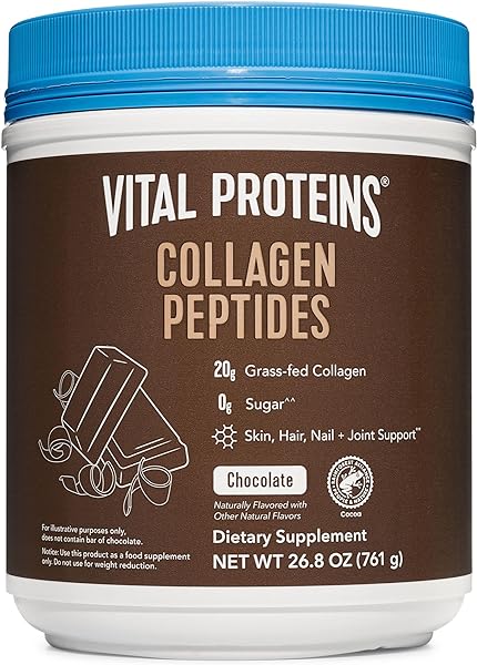 Chocolate Collagen Powder Supplement (Type I, III) for Skin Hair Nail Joint - Hydrolyzed Collagen - Dairy and Gluten Free - 27g per Serving - Chocolate Flavor, 26.8 oz Canister in Pakistan