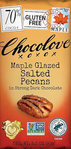 Chocolove Maple Glazed Salted Pecans in Strong Dark Chocolate, 70% Cacao | Non GMO, Rainforest Alliance Certified Cacao | 3.2oz Bar | 12 Pack in Pakistan