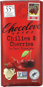 Chillies and Cherries in Dark Chocolate Bar 3.20 Ounces (Case of 12) in Pakistan