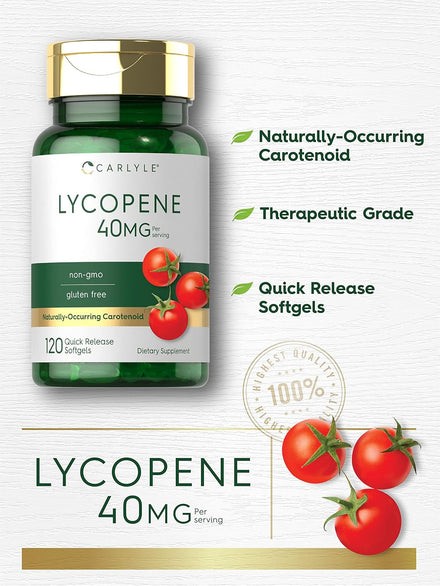 Carlyle Lycopene 40mg | 120 Softgels | Naturally-Occurring Carotenoid | Non-GMO & Gluten Free Supplement