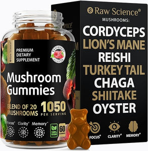 Mushroom Complex Gummies with Lion's Mane, Nootropic Brain Supplements for Memory & Focus: Lions Mane, Cordyceps, Shiitake, Turkey Tail, Reishi, Chaga, Enoki, Oyster Mushrooms, Immune Support 60 Units in Pakistan