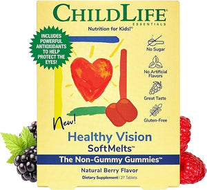 CHILDLIFE ESSENTIALS Healthy Vision SoftMelts - for Infants, Babies, Kids, Toddlers, Children, and Teenagers - Natural Berry Flavor - 27 Tablets in Pakistan