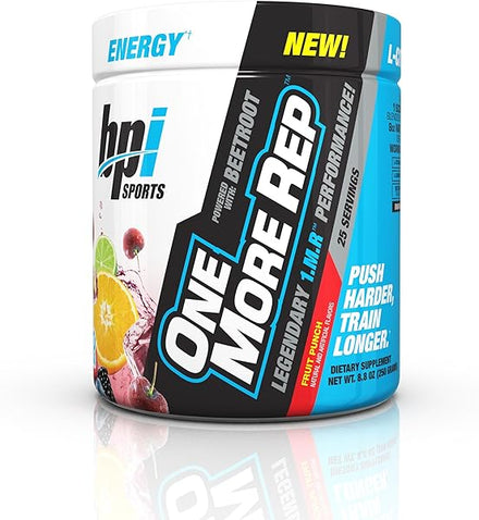 One More Rep Pre-Workout Powder - Increase Energy & Stamina - Intense Strength - Recover Faster - Beetroot - Carnitine - Citrulline - 0 Calorie - Fruit Punch - 25 Servings - 8.8 oz. in Pakistan