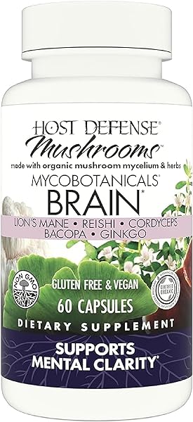 Host Defense MycoBotanicals Brain* Capsules - Brain Support Supplement with Lion's Mane, Reishi & Cordyceps Mushroom - Herbal Supplement for Memory & Focus Support - 60 Capsules (30 Servings)* in Pakistan