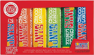 Tony's Chocolonely Chocolate Bar Variety Pack - Milk, Dark, Nougat, Caramel, Hazelnut, Almond & Sea Salt - 6 Individually Packed Bars in Pakistan