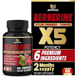 Berberine with Ceylon Cinnamon, Turmeric, Milk Thistle, Artichoke, Black Pepper - 60 Count - Pack of 1 in Pakistan