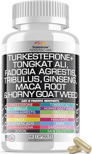 Tongkat Ali 1000mg Fadogia Agrestis 1000mg Maca 1000mg Turkesterone Extract Supplement with Ginseng Ashwagandha Fenugreek DAA Saw Palmetto DHEA Nettle - 60 Capsules Made in USA in Pakistan