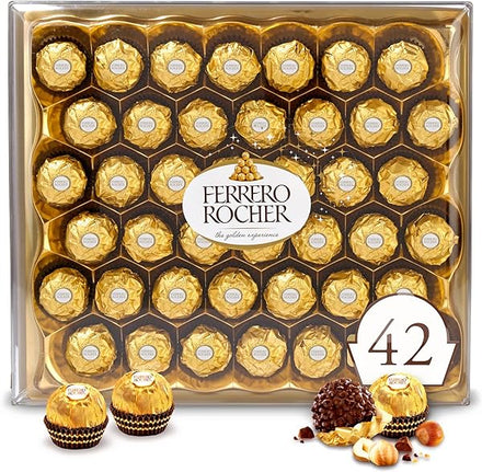 Ferrero Rocher, 42 Count, Premium Gourmet Milk Chocolate Hazelnut, Individually Wrapped Candy for Gifting, Mother's Day Gift, 18.5 oz in Pakistan