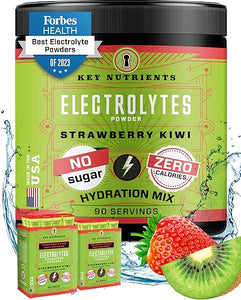 KEY NUTRIENTS Multivitamin Electrolytes Powder No Sugar - Juicy Strawberry Kiwi Post Workout and Recovery Electrolyte Powder - Hydration Powder - No Calories, Keto Electrolytes Powder - 90 Servings in Pakistan