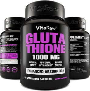 1000mg Glutathione for Immune Support - 100mg Absorption Complex - Reduced Liposomal Glutathione Supplement with Alpha Lipoic Acid - Brain Booster, Glowing Skin, Liver Support, 120 Vegetarian Capsules in Pakistan