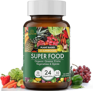 Super Greens and Reds Daily Fruits and Veggies Supplement: Gluten Free, Organic Superfood Greens Supplement Capsules & Cruciferous Vegetable Supplements for Adults Energy, Immunity, Gut Health 120ct. in Pakistan