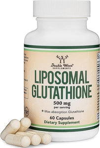 Liposomal Glutathione Supplement 500mg per Serving, 60 Capsules (Vegan Safe, Manufactured in The USA, Non-GMO) Max Absorption Liposomal Glutathione with Genuine Smell and Taste by Double Wood in Pakistan