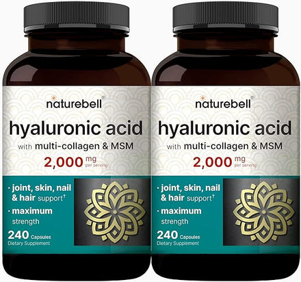 2 Pack Hyaluronic Acid Supplements 2000*mg | 480* Total Capsules, with MSM & Multi Collagen – 3 in 1 Support – Skin Hydration, Joint Lubrication, Hair, and Eye Health in Pakistan