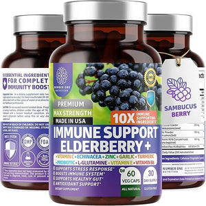 N1N Premium 10 in 1 Immune Support Booster [10 Potent Ingredients] with Elderberry, Vitamin C, Echinacea, Zinc, Turmeric and Probiotic for Immune Support, Gut Health and Better Digestion, 60 Veg Caps in Pakistan