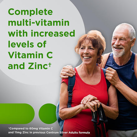 Centrum Silver Multivitamin for Adults 50 Plus, Multivitamin/Multimineral Supplement, Vitamin D3, B Vitamins, Gluten Free, Non-GMO Ingredients, Supports Memory and Cognition in Older Adults - 220 Ct