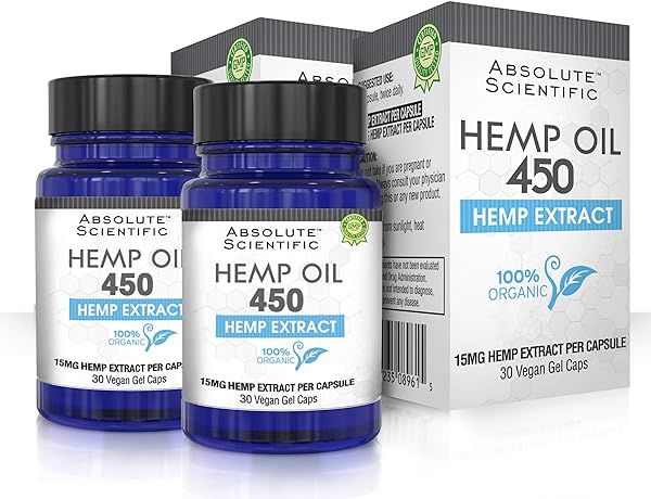 Hemp Oil 450 Capsules 2 Pack 60ct - 100% Organic Hemp Capsules - Rich in Omega Fatty Acids 3 6 9 - Grown and Made in USA - with MCT Oil in Pakistan in Pakistan