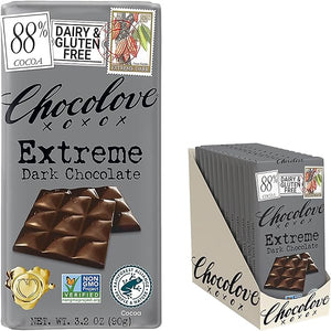 Chocolove Extreme Dark Chocolate Bars | 88% Cocoa | Rich and Intense Flavor | Made with Premium Belgium Dark Chocolate | Non-GMO & Gluten-Free, 3.2 oz Bar (12 Pack) in Pakistan