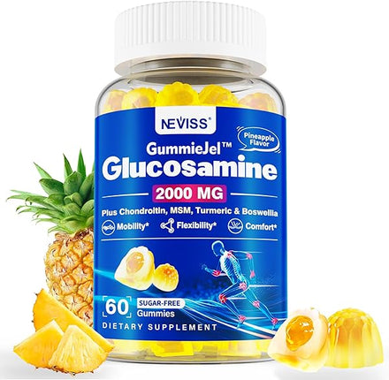 Sugar Free Glucosamine Chondroitin MSM Filled Gummies 3100mg -Joint Support Supplement - Plus Turmeric, Boswellia, Hyaluronic Acid & Vitamin D3, Mobility, Comfort, Flexibility & Bone Support, 60Cts in Pakistan