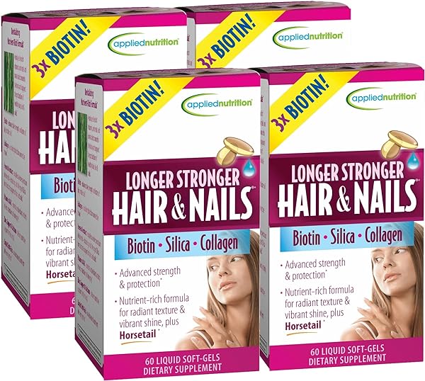 Longer Stronger Hair & Nails - 60 Liquid Soft-Gels, Pack of 4 - with Biotin, Silica & Collagen - 30 Servings in Pakistan in Pakistan