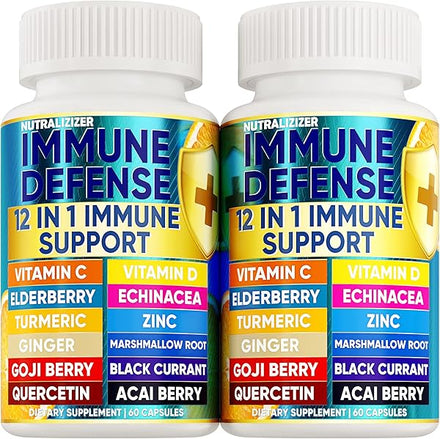 12 in 1 Premium Immune Defense Vitamins - Immune Supplement w/ Vitamin D3 5000 IU Vitamin С 1000mg Zinс 50mg - Luxe Choice for Premium Immune Support - With Echinacea Elderberry and Ginger - 120 Caps in Pakistan