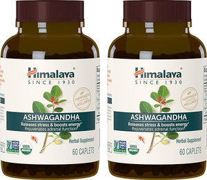 Organic Ashwagandha, 120 Day Supply, Herbal Supplement for Stress Relief, Energy Support, Occasional Sleeplessness, USDA Organic, Non-GMO, Vegan, Gluten Free, 670 mg, 60 Caplets, 2 Pack in Pakistan