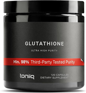 Toniiq Ultra High Strength Glutathione Capsules - 1000mg Concentrated Formula - 98%+ Highly Purified and Bioavailable - Non-GMO Fermentation - 120 Capsules Reduced Glutathione Supplement in Pakistan