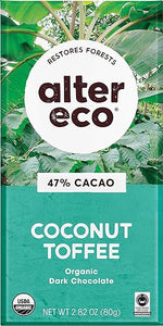 Dark Coconut Toffee | 47% Cocoa, Organic Dark Chocolate Bars with Recipe Guide, Single Bar (2.82 Ounce) in Pakistan
