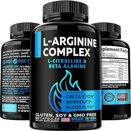 L Arginine L Citrulline Supplement, Nitric Oxide Supplements for Men: L-Arginine L-Citrulline Complex, Booster Mens Performance Supplements, Nitric Oxide Flow Blood Pressure & Vascularity, 60 Capsules in Pakistan