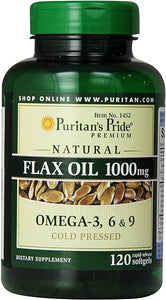 Premium Natural Flax Oil 1000 mg Omega-3, 6 & 9 Cold Pressed, 120 Softgels in Pakistan