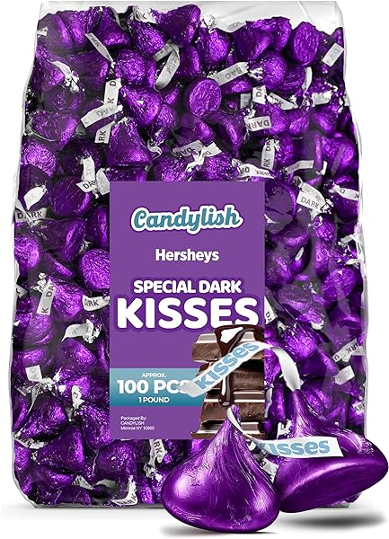 Hershey's Kisses Special Dark Chocolate - 1 LB (Approx. 100 pcs) - Bulk Individually Wrapped Purple Foil Candy in Pakistan