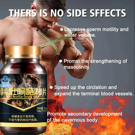 Male Prolong Strong Erections, natural maca extract tablets. Ginseng oyster extract. Nutritional supplement increase energy 60pc