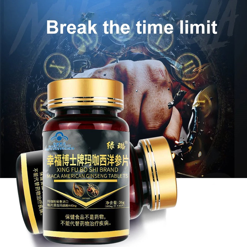 Testosterone Booster for Men Increase Length Stamina Maca & Ginseng Energy Strength Enhance Erection Growth Thickening Vegan