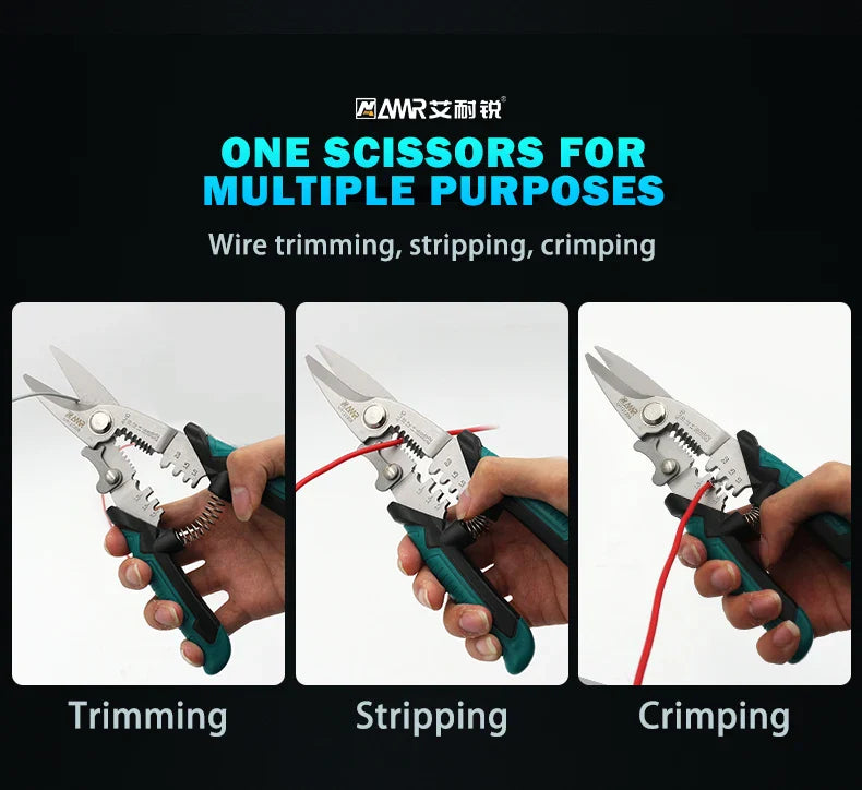 AMR 6-inch 8-inch stainless steel multifunctional electrician scissors for cutting crimping stripping wires