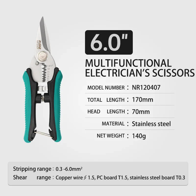 AMR 6-inch 8-inch stainless steel multifunctional electrician scissors for cutting crimping stripping wires
