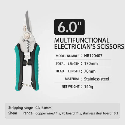AMR 6-inch 8-inch stainless steel multifunctional electrician scissors for cutting crimping stripping wires