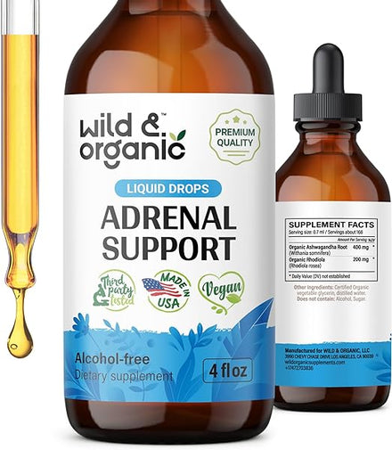 Adrenal Health Daily Support - Natural Adrenal Strength Supplement for Women & Men - Adrenal Liquid Drops Complex with Organic Rhodiola & Ashwagandha Root - Vegan Tincture - 4 Fl. Oz. in Pakistan