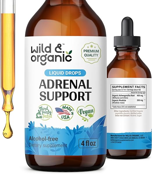 Adrenal Health Daily Support - Natural Adrenal Strength Supplement for Women & Men - Adrenal Liquid Drops Complex with Organic Rhodiola & Ashwagandha Root - Vegan Tincture - 4 Fl. Oz. in Pakistan in Pakistan