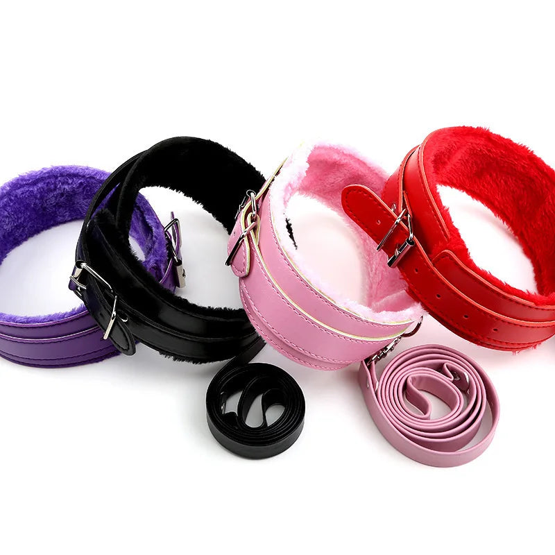 Adult SM Products BDSM Swing Toys Bondage Faux Leather Neck Collar Stimulation Flirting Leash Restraint For