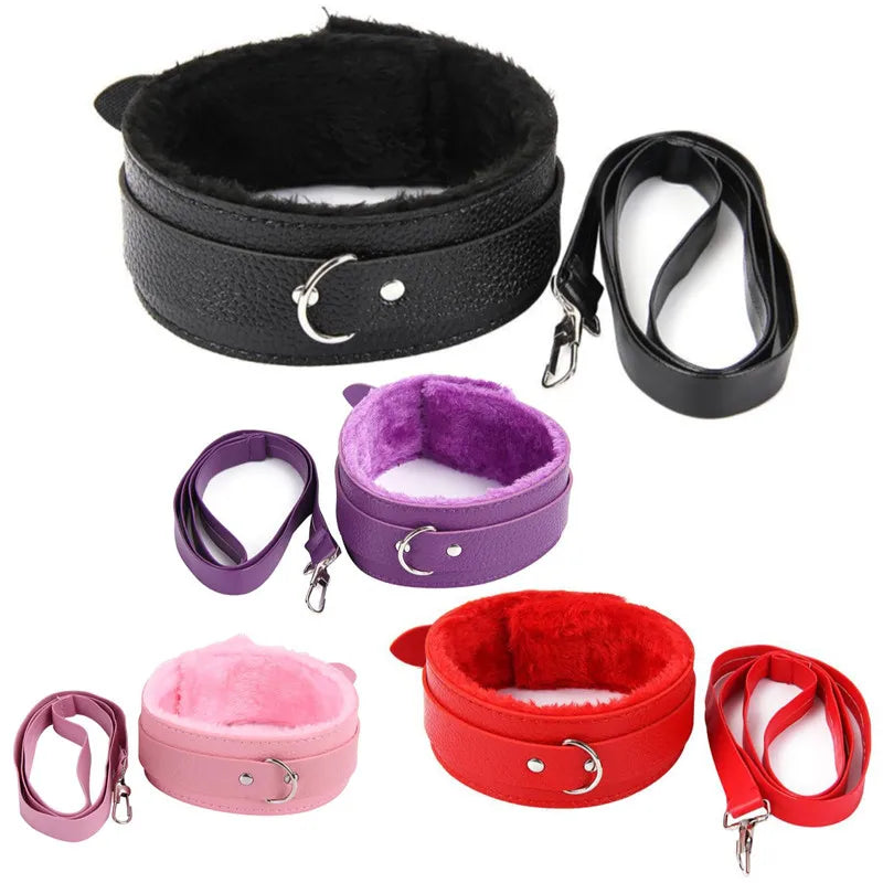 Adult SM Products BDSM Swing Toys Bondage Faux Leather Neck Collar Stimulation Flirting Leash Restraint For