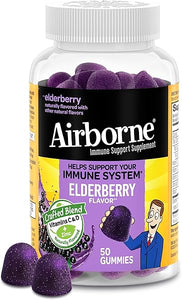Airborne Elderberry + Zinc & Vitamin C Gummies For Adults, Immune Support Vitamin D & Zinc Gummies With Powerful Antioxidant Vitamins C D & E - 50 Gummies, Elderberry Flavor in Pakistan