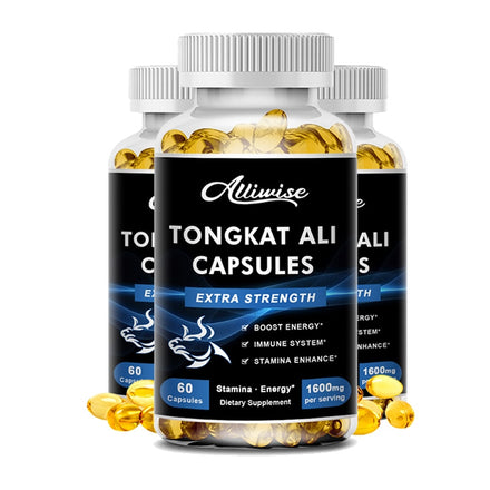 Alliwise 3X Tongkat Ali Root Extract Capsule for Potent Stamina Strength Enhances Immunity Health Kidney Male Energy Supplements