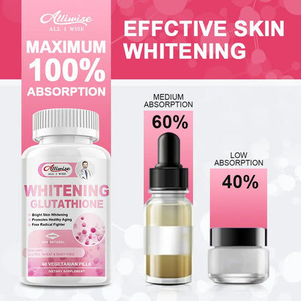 Alliwise Glutathione Capsules Collagen Whiten Capsule Anti-Aging Boosting Immunity Dull Skin Whitening Skin Whitening Gummies