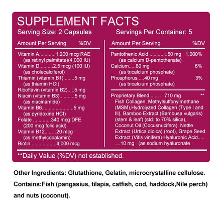 Alxfresh 5X Collagen & Glutathione Capsule Support Skin&Joint& Hair Nails Health Anti-aging Nutritional Supplement