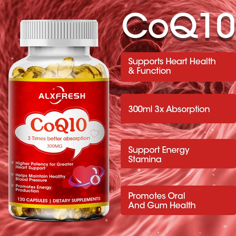 Alxfresh CoQ10 300mg | Coenzyme Q-10 |NonGMO,Gluten Free Vegan