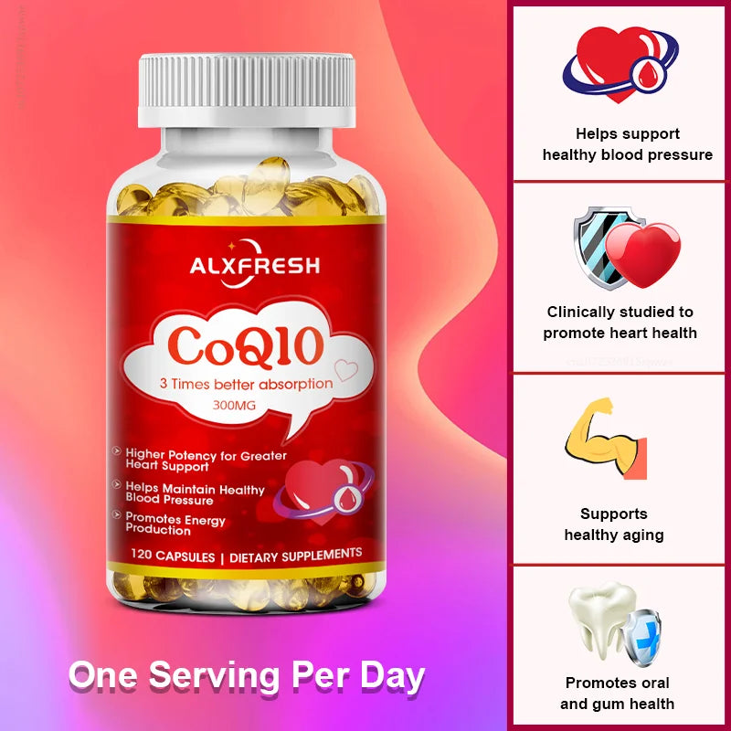 Alxfresh CoQ10 300mg | Coenzyme Q-10 |NonGMO,Gluten Free Vegan